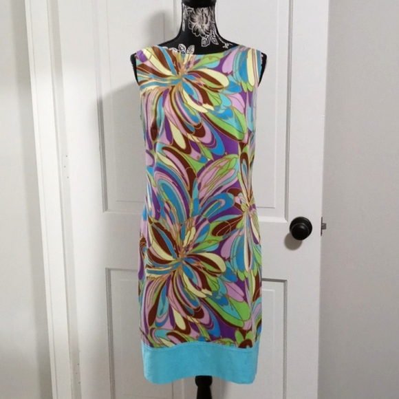 💜VTG Milly💜 - Multicolor Retro Floral Print Shift Dress - Picture 1 of 15